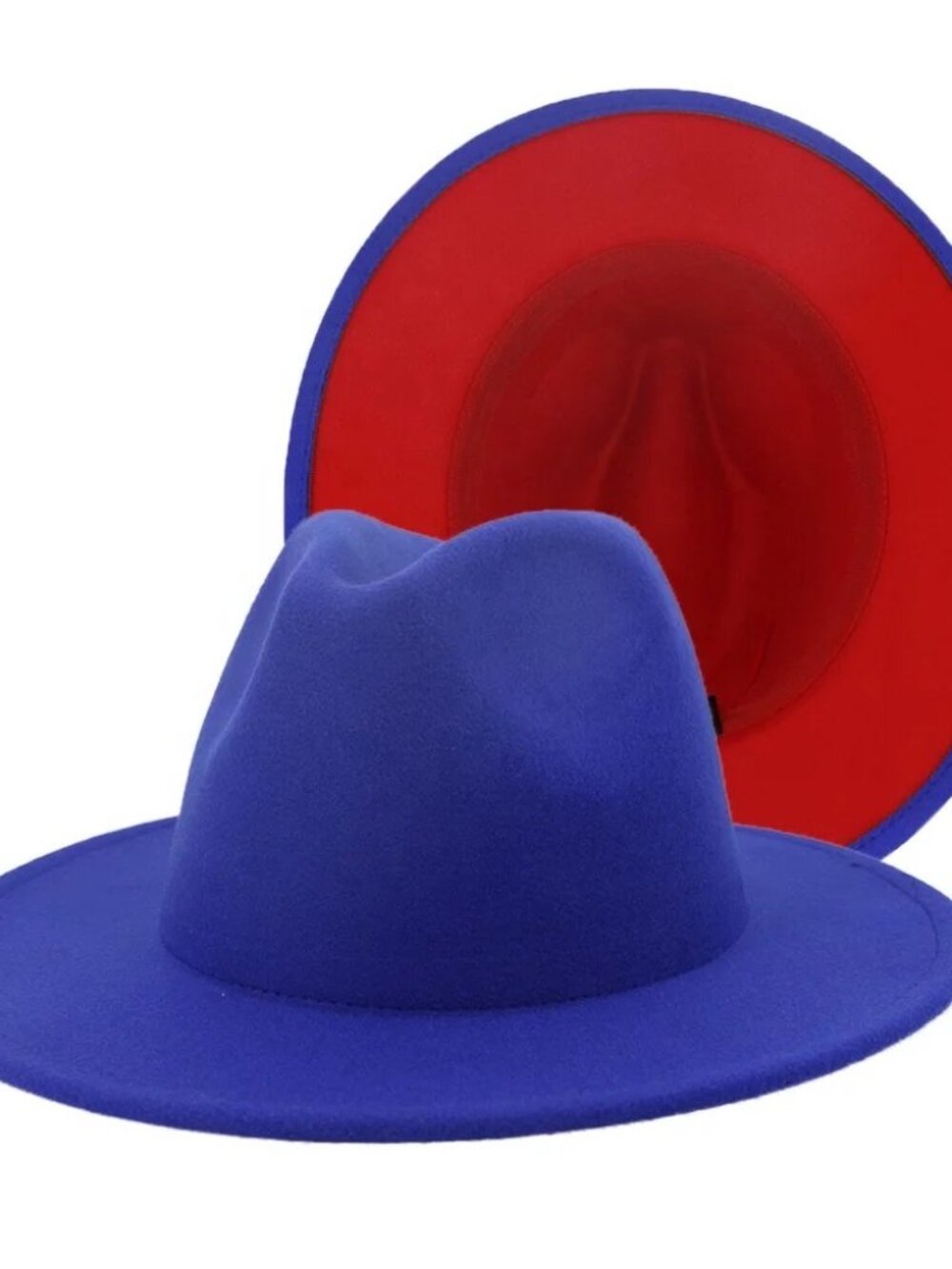 Royal Blue w/ Red Bottom | Wide Brim Panama Felt Fedora Hat